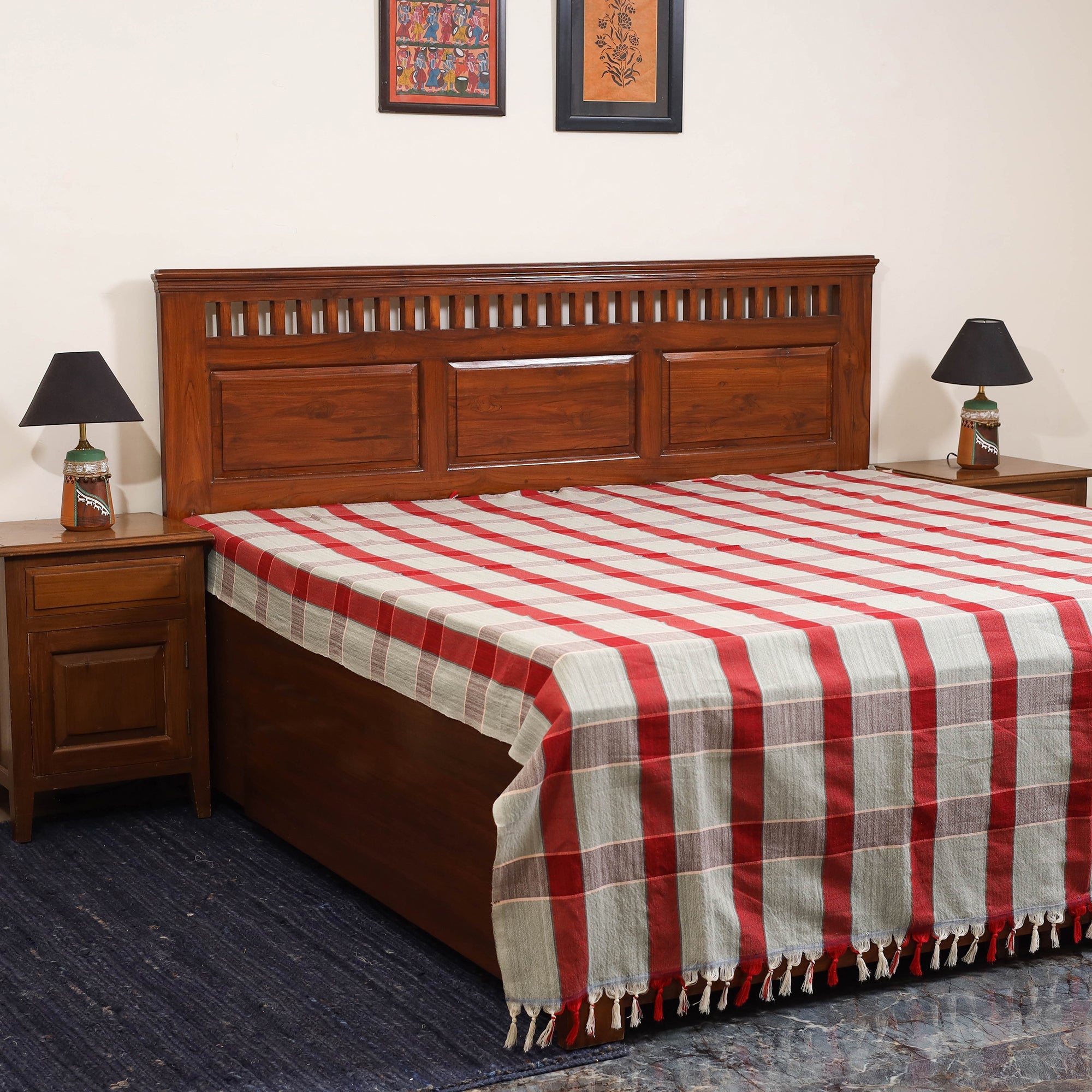 Multicolor - double handloom cotton bed sheet (108 x 90 in)