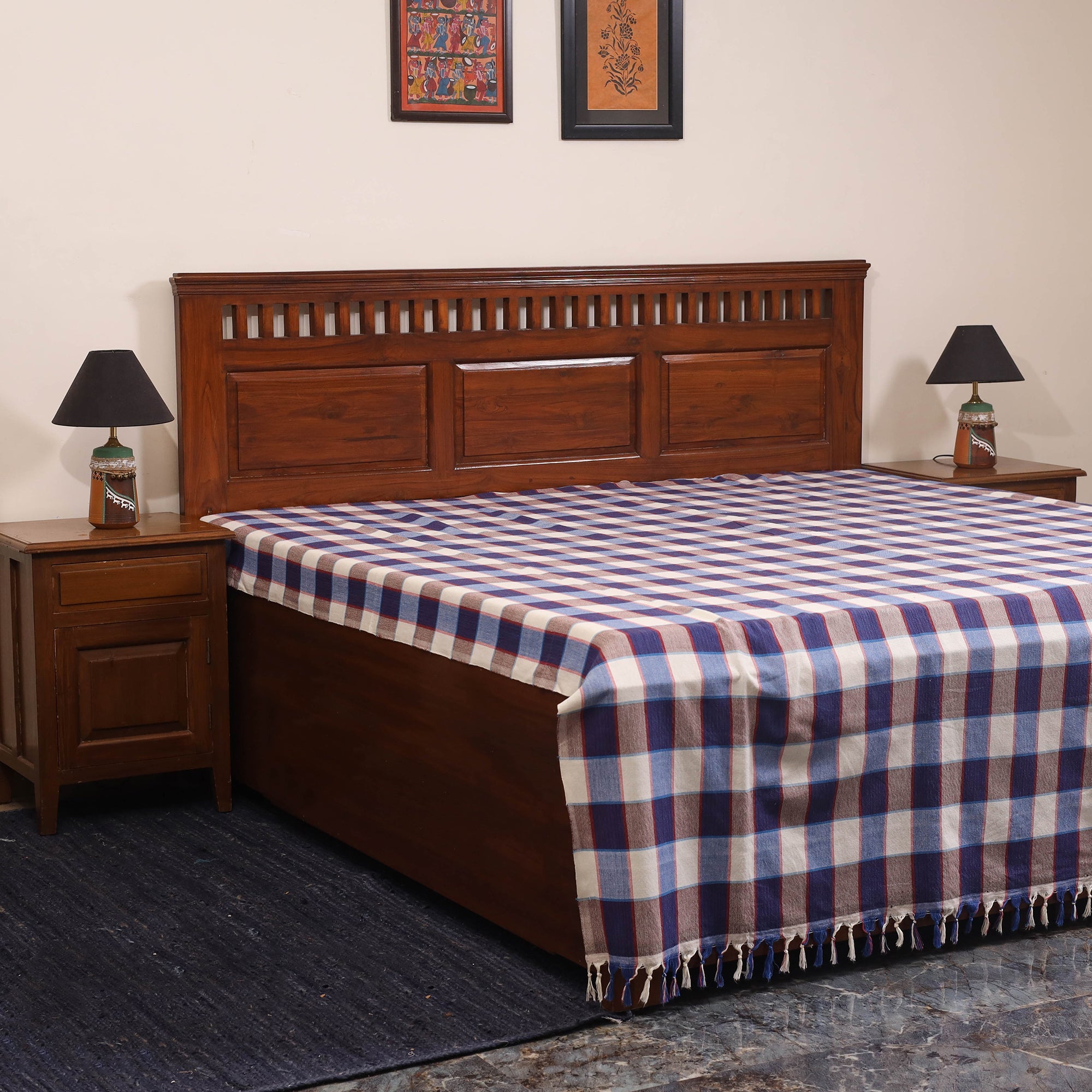 Multicolor - double handloom cotton bed sheet (108 x 90 in)