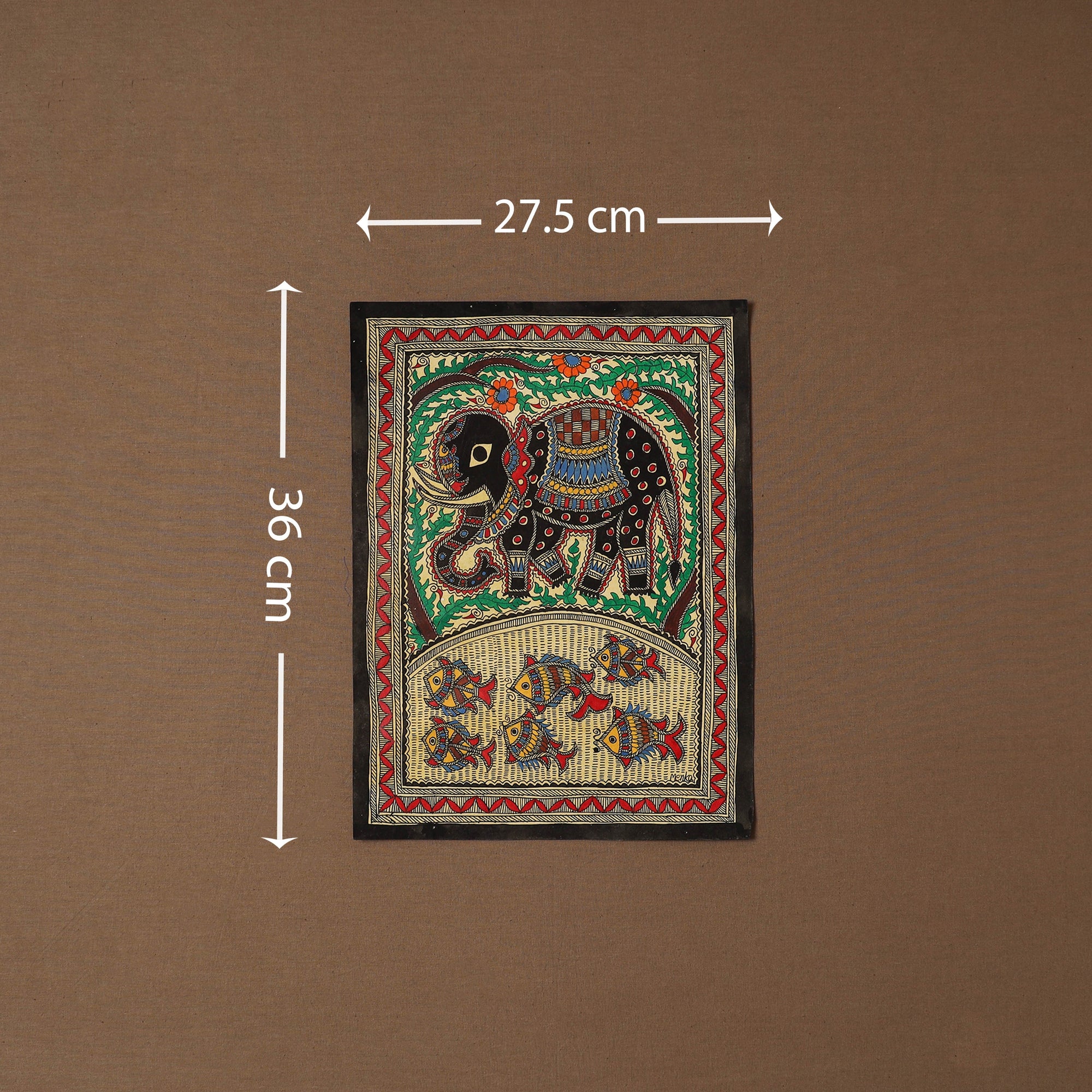 Handpainted madhubani painting by hira devi (14 x 11 in) 34