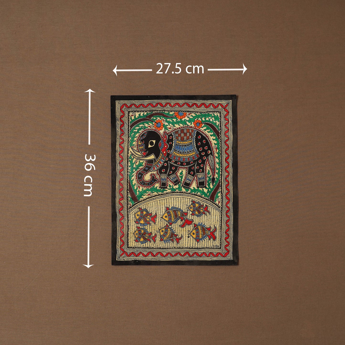 Handpainted madhubani painting by hira devi (14 x 11 in) 34