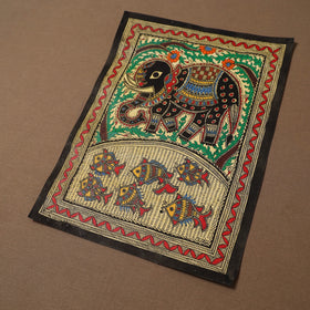 Handpainted madhubani painting by hira devi (14 x 11 in) 34