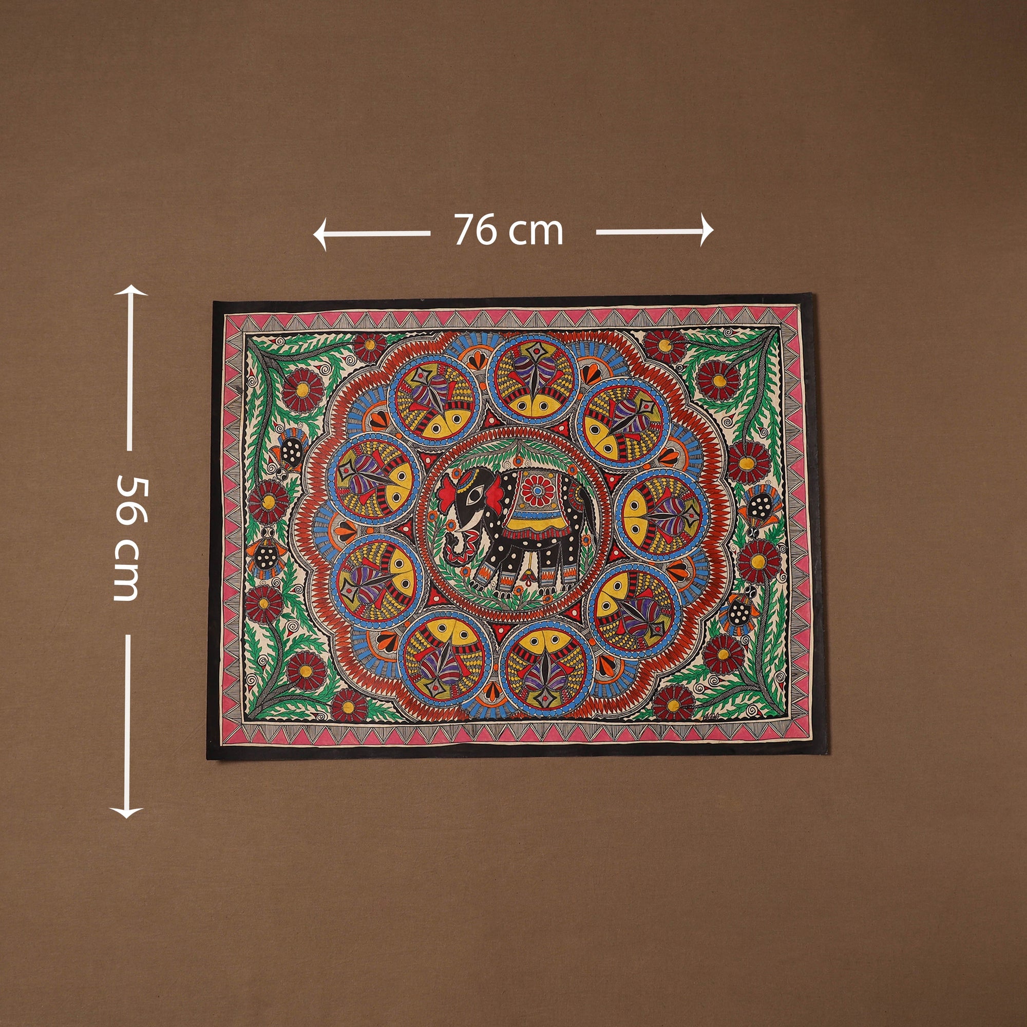 Handpainted madhubani painting by hira devi (22 x 30 in) 03