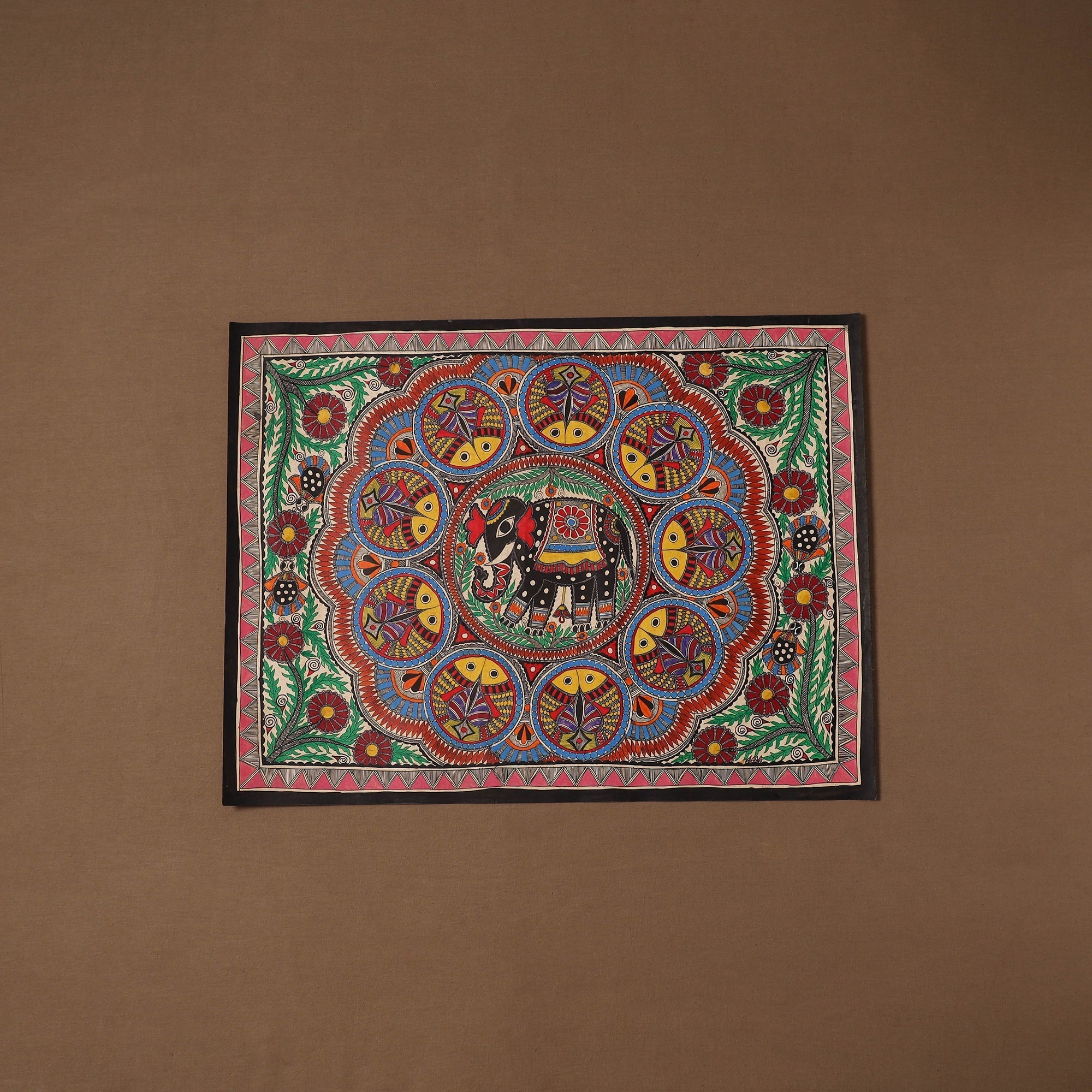 Handpainted madhubani painting by hira devi (22 x 30 in) 03