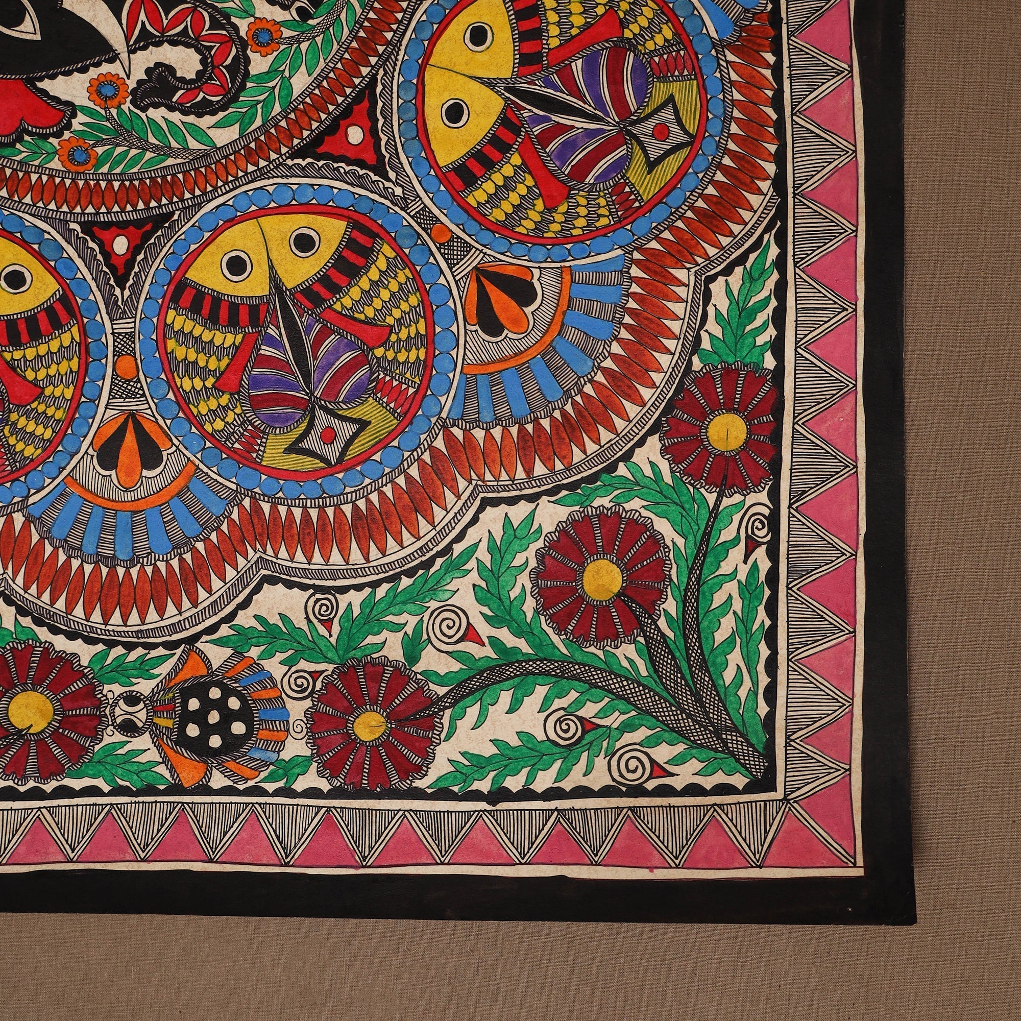 Handpainted madhubani painting by hira devi (22 x 30 in) 03