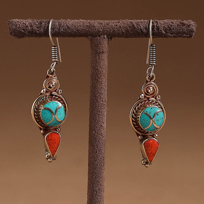 Multicolor - ethnic tribal tibetan earrings from himalaya