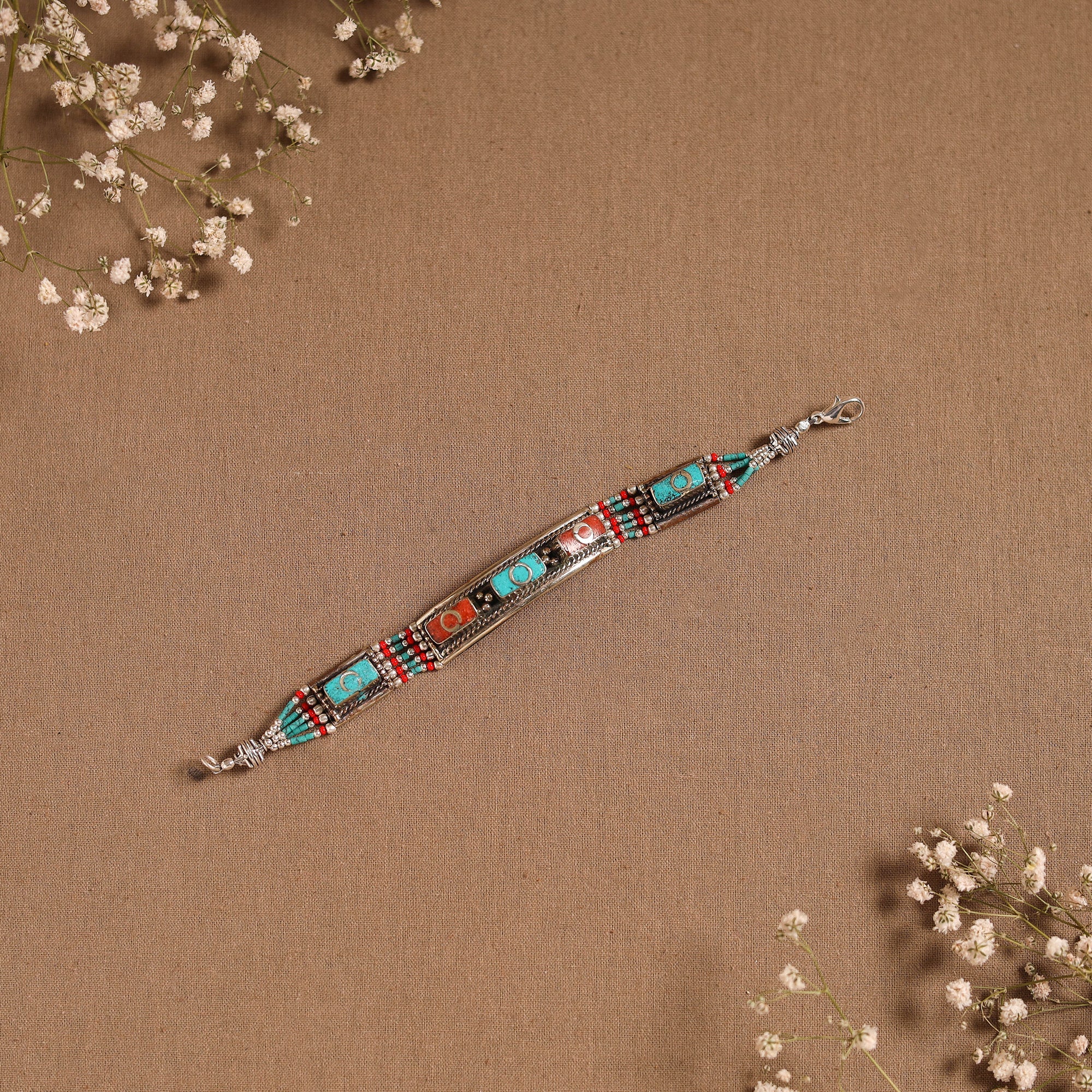 Multicolor - ethnic tribal tibetan metal bracelet