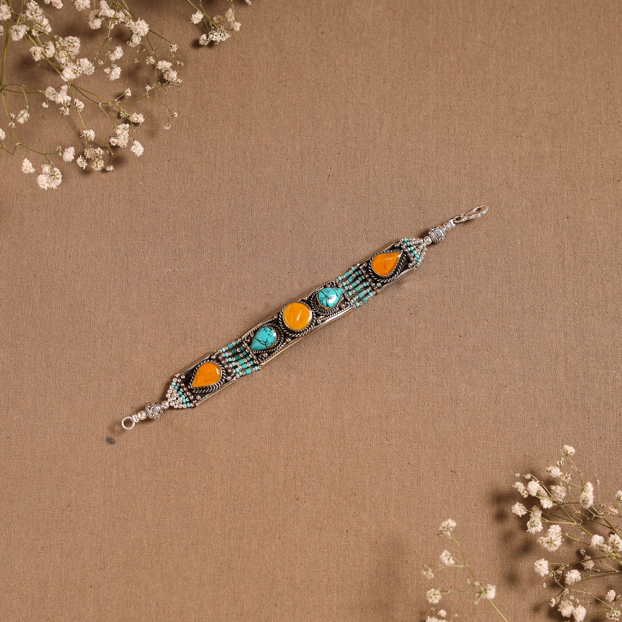 Multicolor - ethnic tribal tibetan metal bracelet