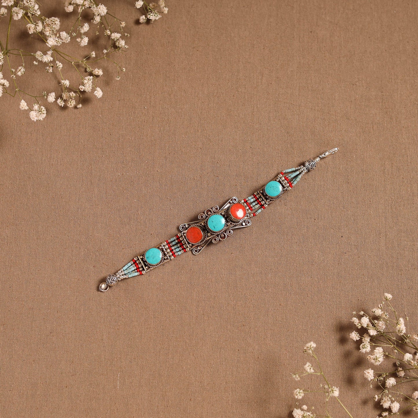 Multicolor - ethnic tribal tibetan metal bracelet