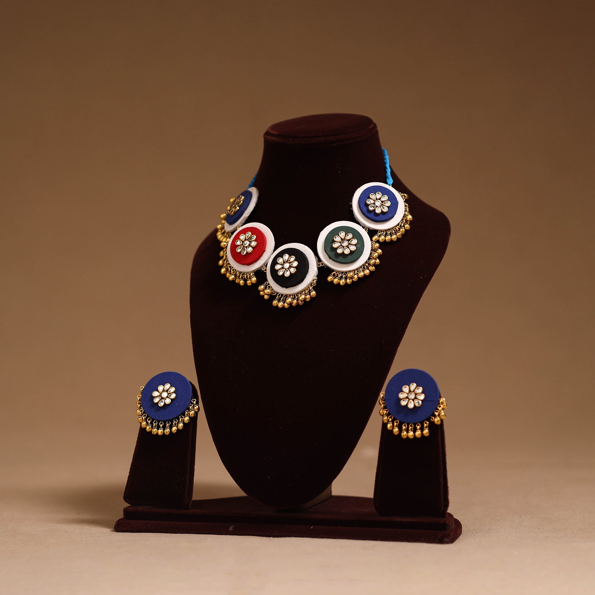 Fabart ghungroo & kundan work necklace set 21 - handcrafted