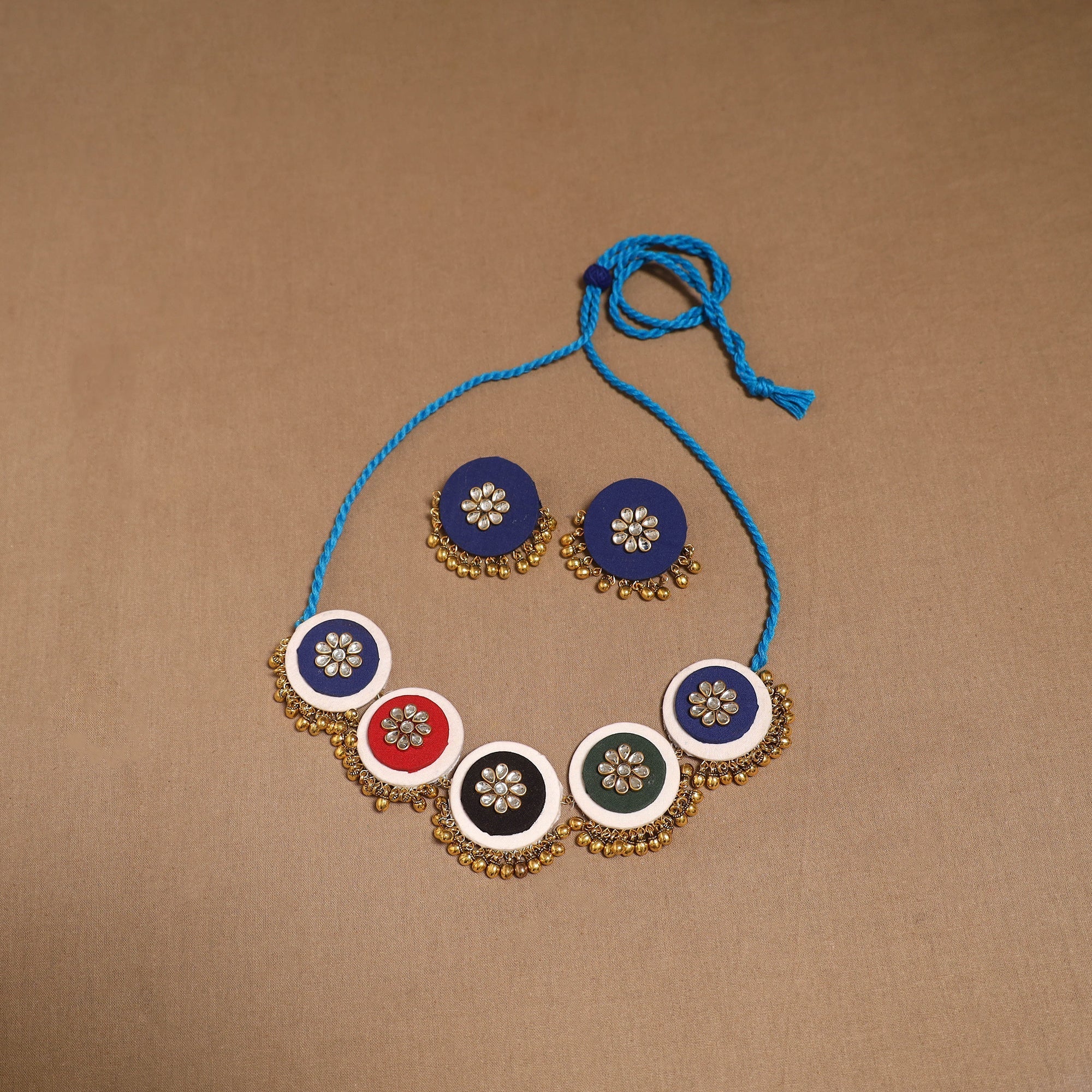 Fabart ghungroo & kundan work necklace set 21 - handcrafted