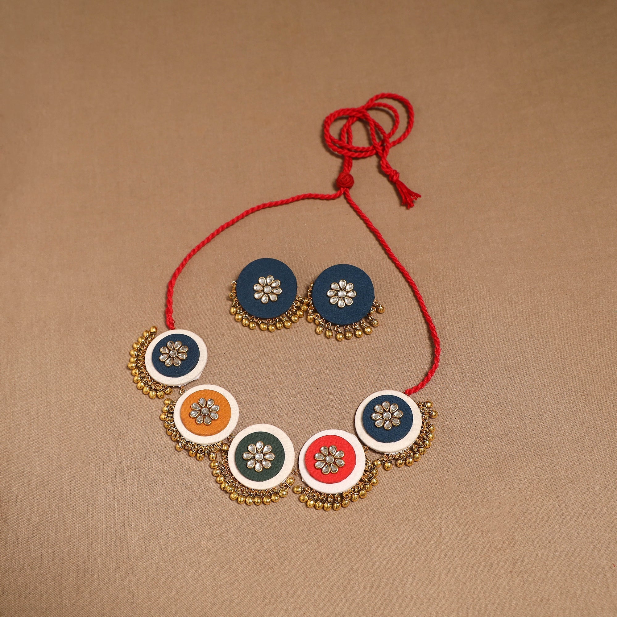 Fabart ghungroo & kundan work necklace set 25 - handcrafted