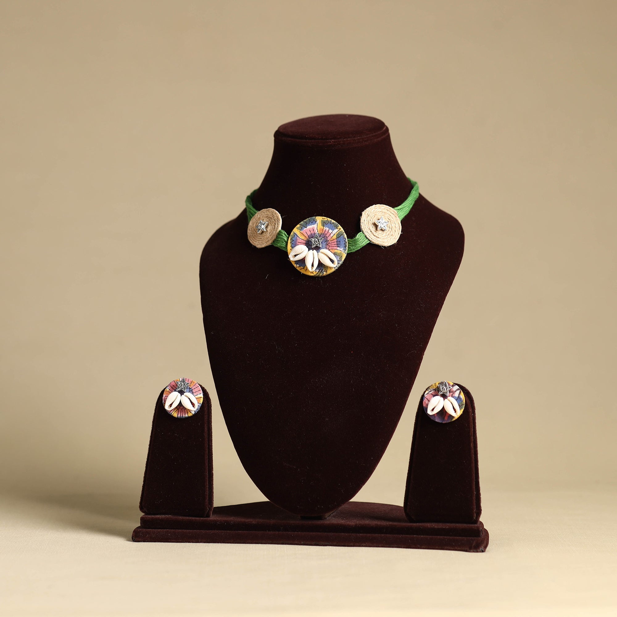 Multicolor - fabart jute choker necklace set 17