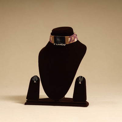 Multicolor - fabart jute choker necklace set with ghungroo