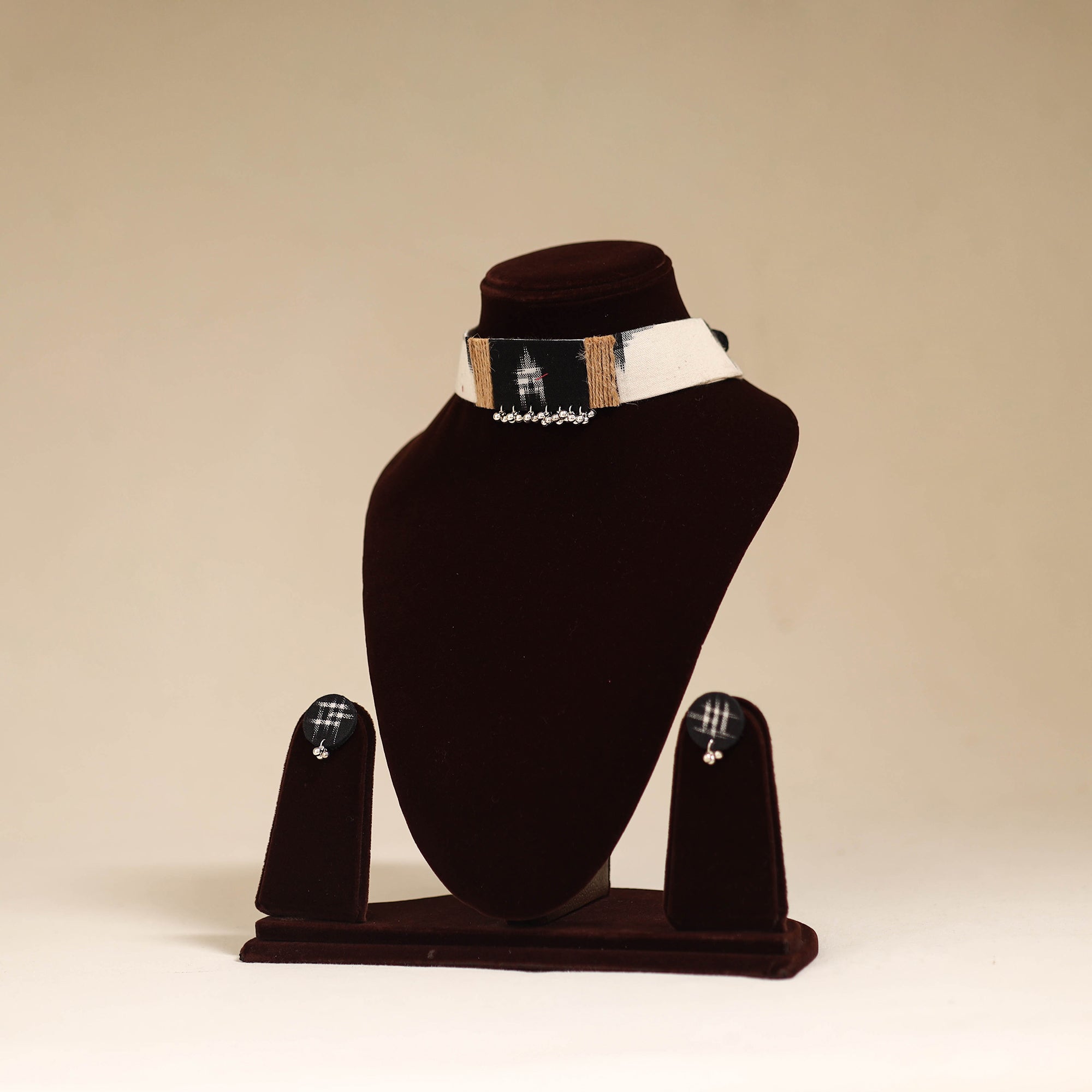 Multicolor - fabart jute choker necklace set with ghungroo