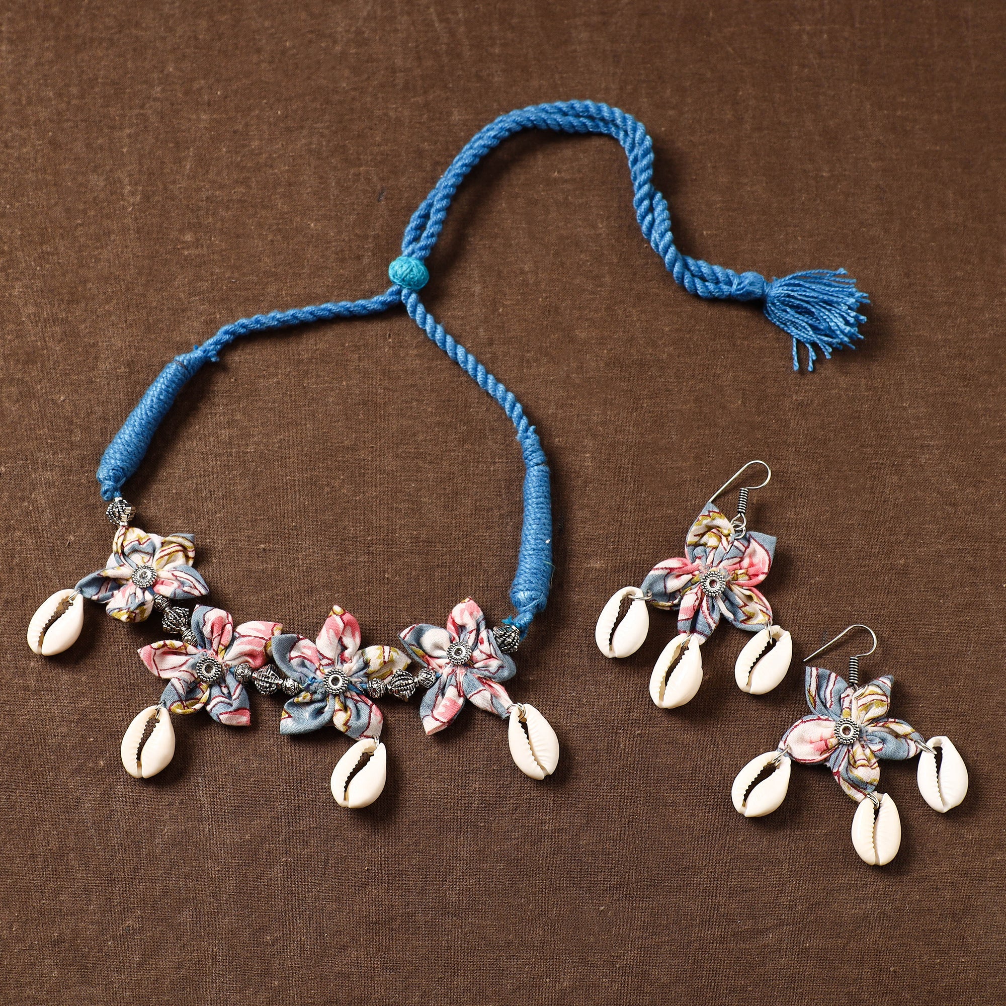 Multicolor - fabart phool kali shell choker necklace set 05