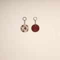 Multicolor - fabric-embellished wood keychain (set of 2) 07