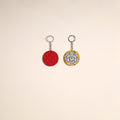 Multicolor - fabric-embellished wood keychain (set of 2) 09