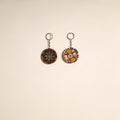 Multicolor - fabric-embellished wood keychain (set of 2) 10