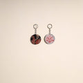 Multicolor - fabric-embellished wood keychain (set of 2) 15