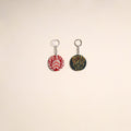 Multicolor - fabric-embellished wood keychain (set of 2) 16