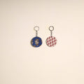 Multicolor - fabric-embellished wood keychain (set of 2) 27