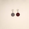 Multicolor - fabric-embellished wood keychain (set of 2) 31