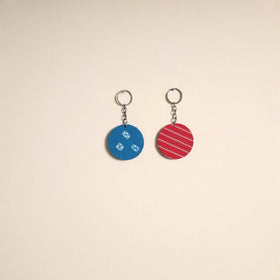 Multicolor - fabric-embellished wood keychain (set of 2) 33