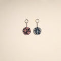 Multicolor - fabric-embellished wood keychain (set of 2) 36