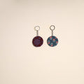 Multicolor - fabric-embellished wood keychain (set of 2) 38