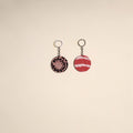 Multicolor - fabric-embellished wood keychain (set of 2) 39