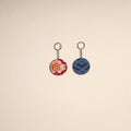 Multicolor - fabric-embellished wood keychain (set of 2) 42