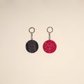 Multicolor - fabric-embellished wood keychain (set of 2) 45