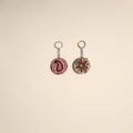 Multicolor - fabric-embellished wood keychain (set of 2) 46