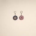 Multicolor - fabric-embellished wood keychain (set of 2) 48