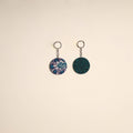 Multicolor - fabric-embellished wood keychain (set of 2) 49