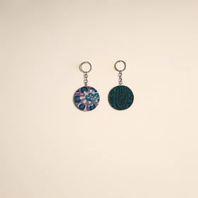 Multicolor - fabric-embellished wood keychain (set of 2) 49