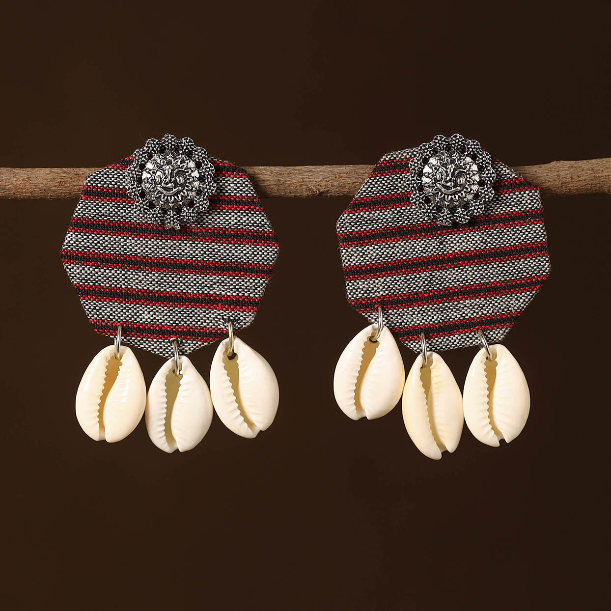 Multicolor - faida fabart shell work earrings - handcrafted