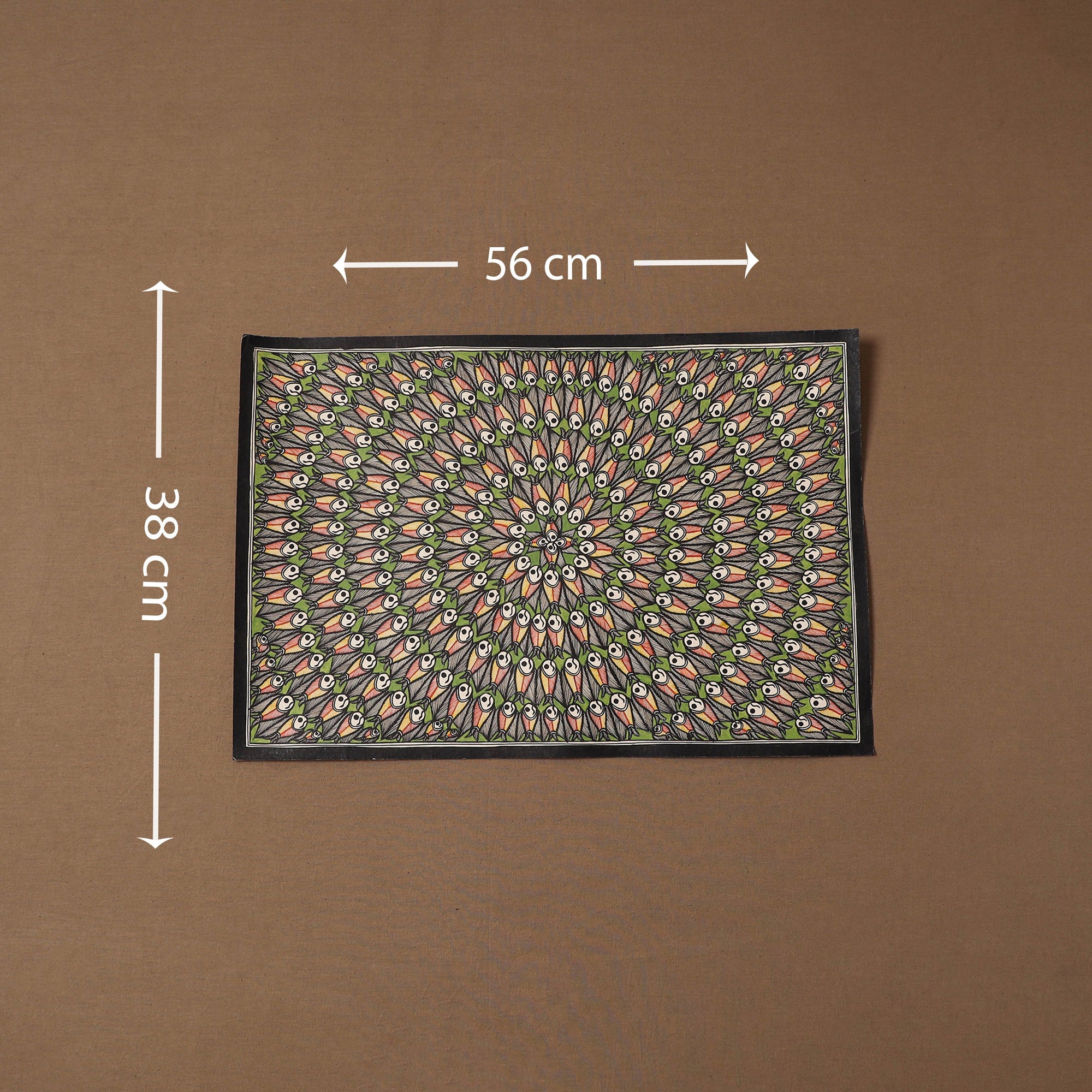 Handpainted madhubani painting by hira devi (15 x 22 in)