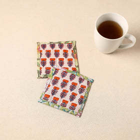  Floral Print Cotton Quilted Coasters (Set of 2)