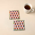  Floral Print Cotton Quilted Coasters (Set of 2)