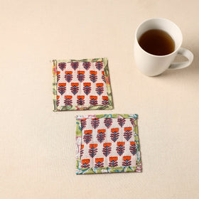 Floral Print Cotton Quilted Coasters (Set of 2)