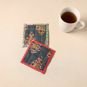  Floral Print Cotton Quilted Coasters (Set of 2)