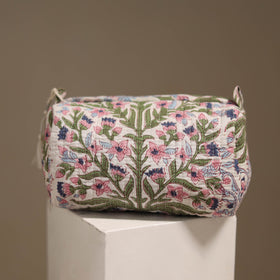 Multicolor - floral hand quilted toiletry bags (set of 3)