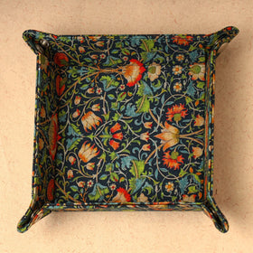Multicolor Floral Printed Handcrafted Basket/Valet Tray (6 x 6 in)