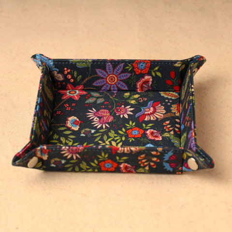 Multicolor Floral Printed Handcrafted Basket / Valet Tray (6 x 6 in) 