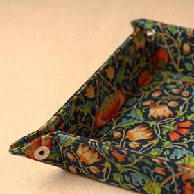 Multicolor Floral Printed Handcrafted Basket/Valet Tray (6 x 6 in)