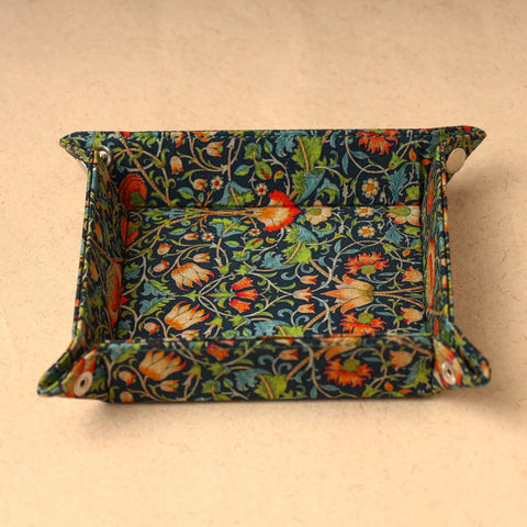 Multicolor Floral Printed Handcrafted Basket/Valet Tray (6 x 6 in)