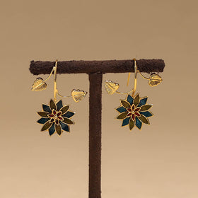 Flower & leaf - handcrafted paka meenakari earrings 69