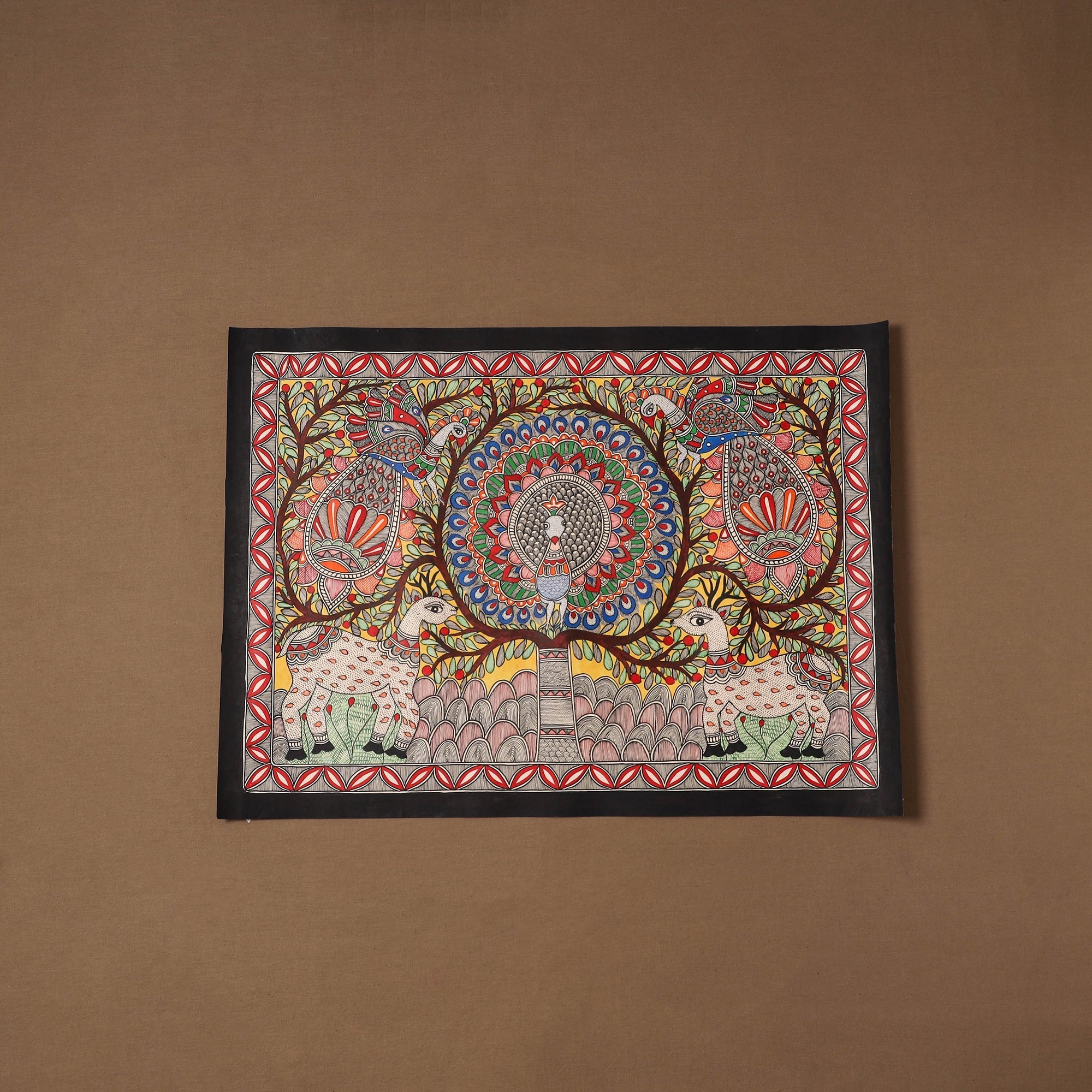 Handpainted madhubani painting by hira devi (22 x 30 in) 05