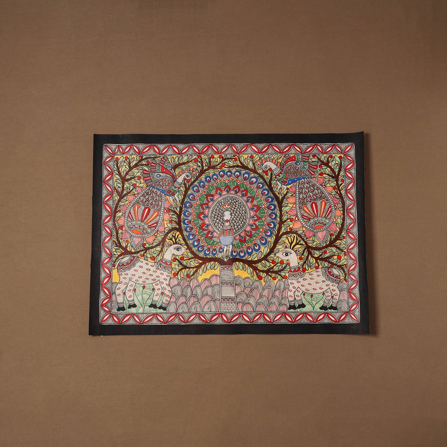 Handpainted madhubani painting by hira devi (22 x 30 in) 05